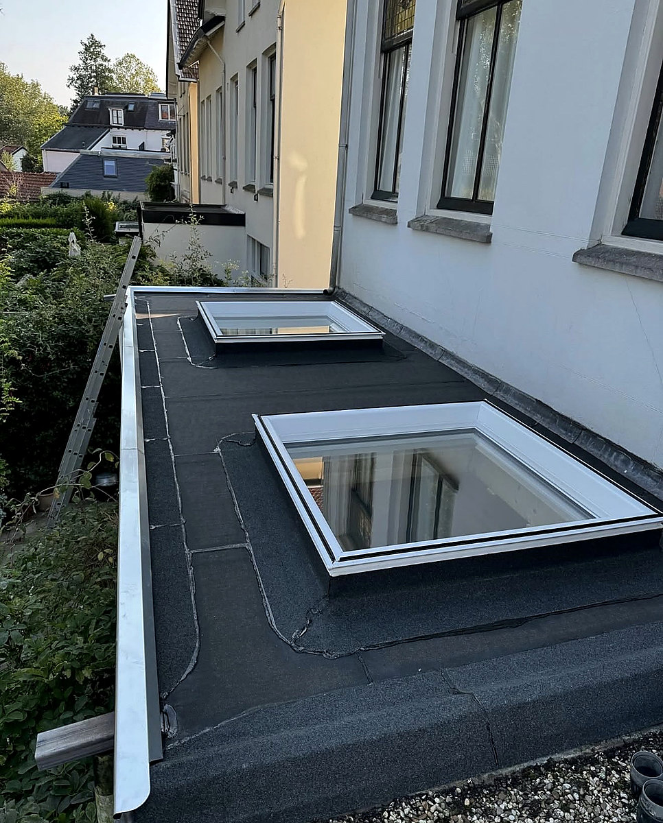 Twee Velux dakramen op plat dak